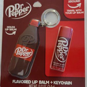 Dr. Pepper NIB sealed lip balm and keychain Taste Beauty